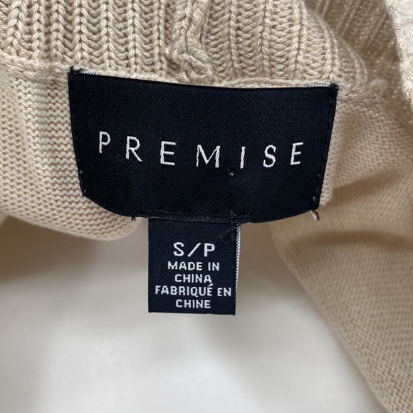 Premise Knit Ribbed Oatmeal Open Cardigan with Zip Pockets Small - Picture 10 of 14